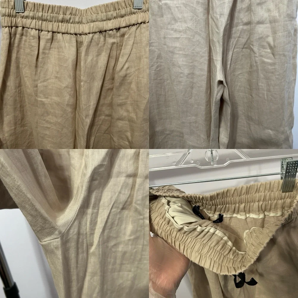 NWT Zara Woman 100% Linen Boho Lagenlook Wide Leg Trousers Size XS - “Karol”